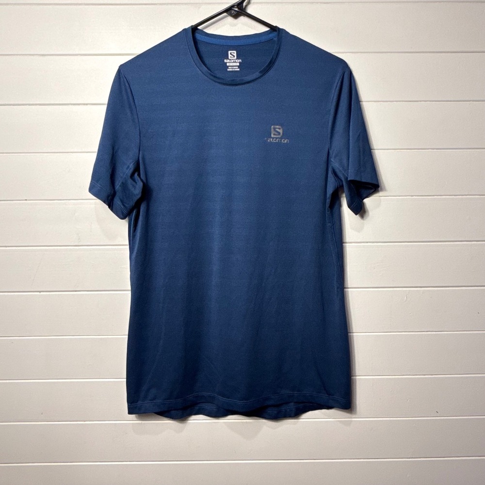 Salomon Agile Training Tee Mens XS Blue Short Sleeve Activewear Running Shirt